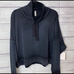 Free People Cowl Neck Pullover Dolman Sleeve Black